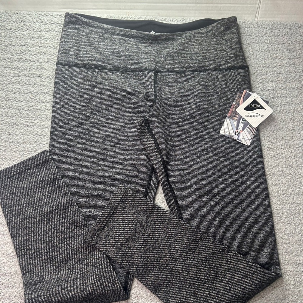 Tuff Athletics Leggings Space Dye Gray Small Yoga Gym Workout Active Tights NWT